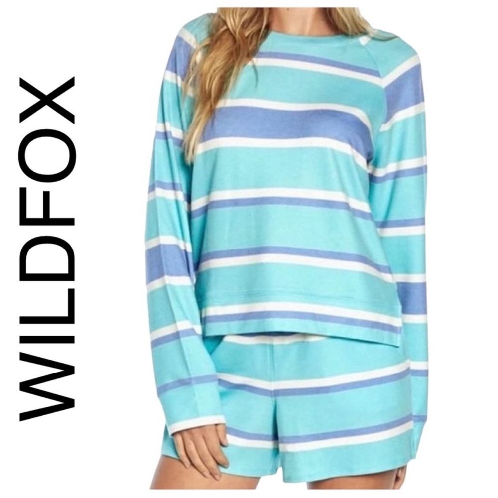 Wildfox Mint, Lavender & White Striped Lounge Pajama Set